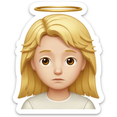 Make an angel 😇 emoji that is a bit sad like bored sticker