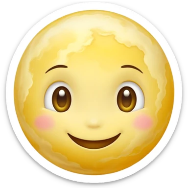 Venus planet with cloudy yellow surface and a cute happy smiling face sticker