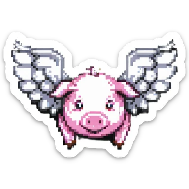flying pig with wings sticker