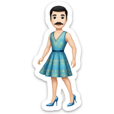Man in high heels and dress with black hair and mustache  sticker