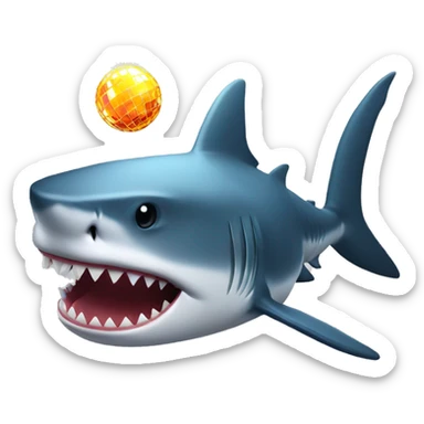 A shark with a discoball sticker