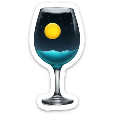 glass cresent yellow moon with water filling half way of the moon sticker
