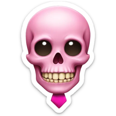 Skull with a cute pink tie in his forehead  sticker