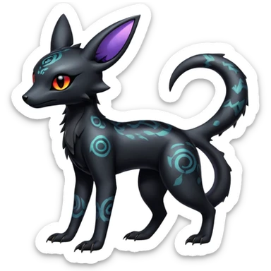 Shiny Dark Edgy Majestic Sophisticated Modern Gothic Gloomy Futuristic Salandit-Umbreon-Delcatty-Hybrid (Full body) with pattern-markings sticker