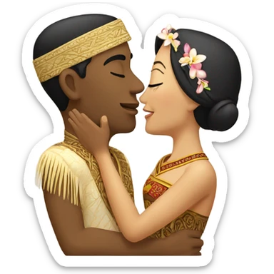 Balinese guy kisses a white-skinned Russian girl sticker