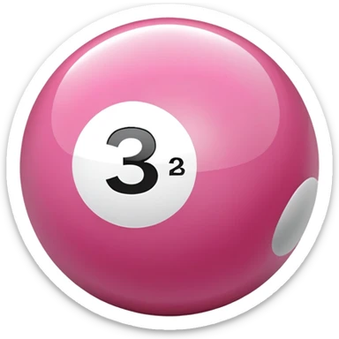 pink billiard ball with the number 23 inside a white circle sticker