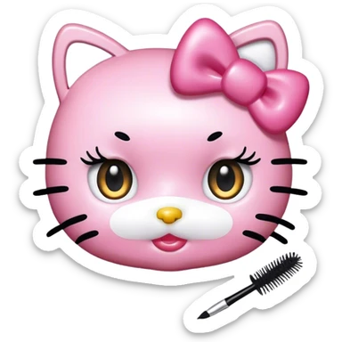hello kitty with mascara spoolie sticker