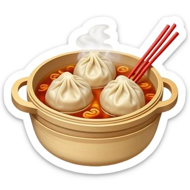 Xiaolongbao soup dumplings, steaming Chinese food, simple emoji style sticker
