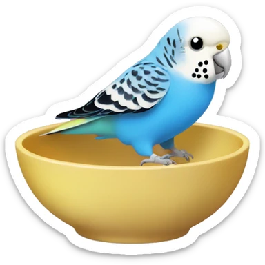 Budgie eating out of a bowl sticker