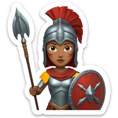 woman spartan warrior holding spear and shield sticker