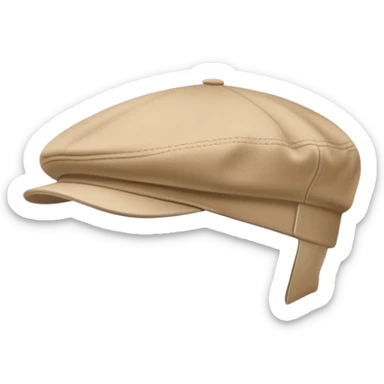 A beige Kangol flat cap from side view, isolated object, iOS emoji style, no human, light tan color sticker