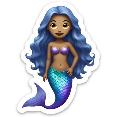 mermaid with bra, long torso and long mermaid tail sticker