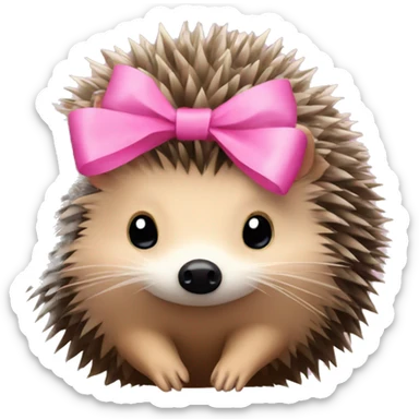 hedgehog with a pink bow sticker