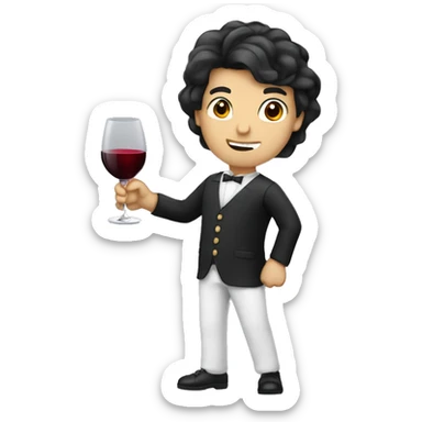 "A waiter carrying a wine glass." black hair white skin






 sticker