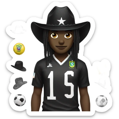 goth emo wearing cowboy hat and brazil soccer jersey  sticker