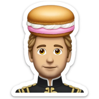 macron with a macaroon on his head sticker