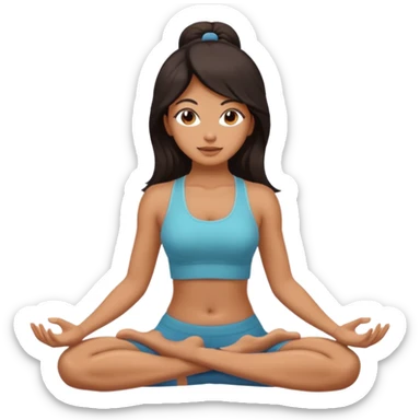 Dark medium long hair yoga girl sticker