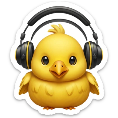 Pollito con cascos gamer enamorado sticker