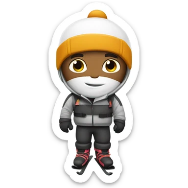 white guy with stubs in skiing gear sticker