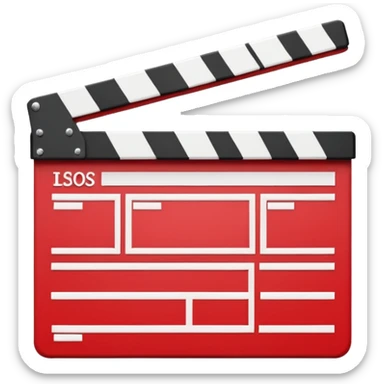 red clapperboard used in filmmaking, cute and stylish design sticker