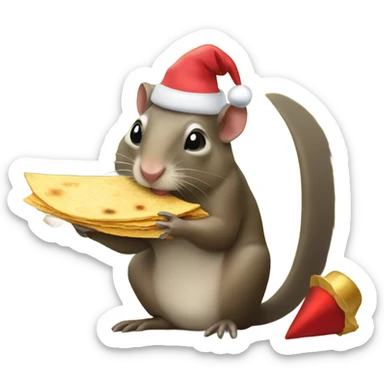 Agouti celebrating Christmas eating a tortilla sticker