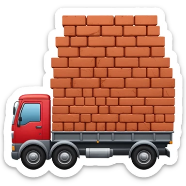A truck with a huge amount of bricks sticker