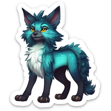 Cool cute Kawaii edgy fantasy shiny animal  fursona Fionbri vernid by griffsnuff & LiLaiRa & Falvie full body sticker