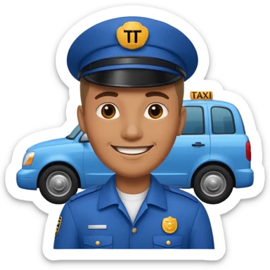 a taxi driver in blue uniform sticker