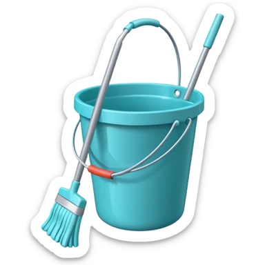 mop and turquoise bucket sticker