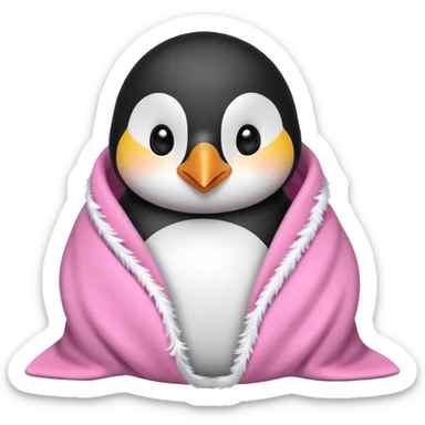 Cute penguin wrapped on pink blanket sticker