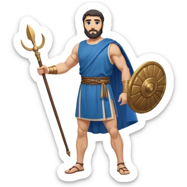 ancient greek man full length no weapons blue tunic sticker
