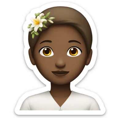 Praying girl with halo brown hair white skin sticker