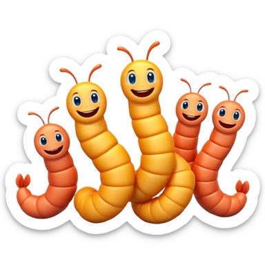 3D 4 smiling worms Good Morning sticker