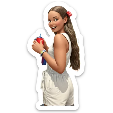 girl enjoying drink in nature sticker
