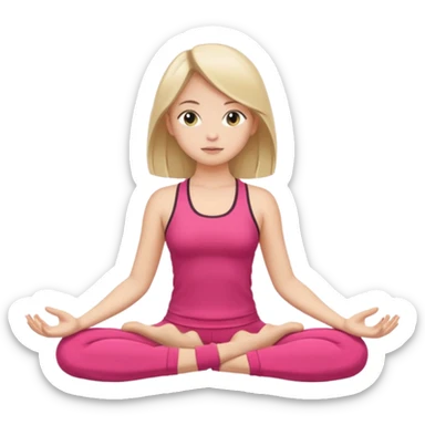 The same girl is sitting in a lotus position, with shoulder-length hair and sportswear. sticker