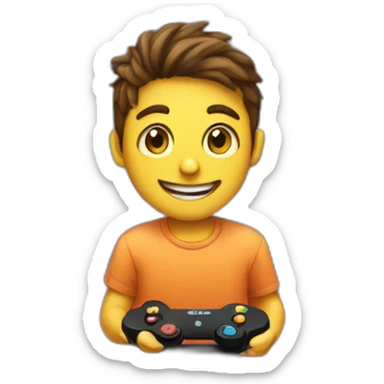 Student with gamepad playing game on macbook sticker