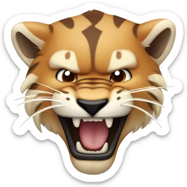 Sabertooth tiger with brown fur and large fangs sticker