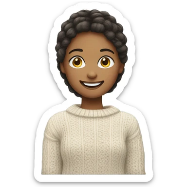 smiling girl in cozy sweater sticker