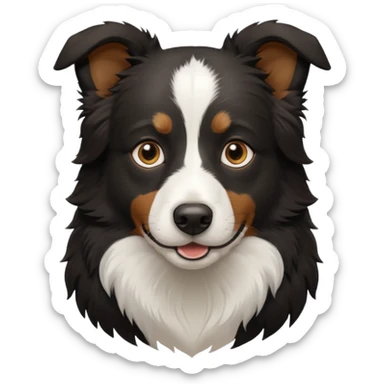 border collie predominantly black fur with brown on the eyebrows and neck sticker