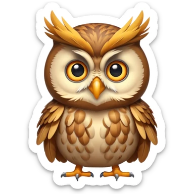 owl shocked expression feathers puffed sticker