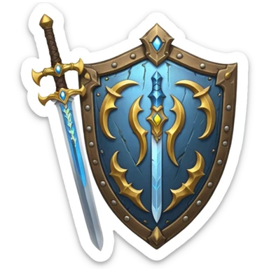 sword and shield, world of war craft style sticker