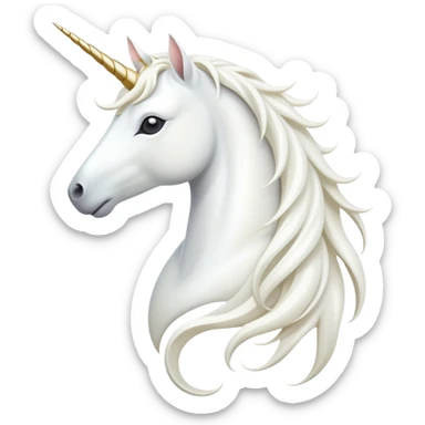 cinematic-beautiful-white-unicorn-emoji,-poised-and-regal,-with-a-slender,-ethereal-form-draped-in-a-pristine-white-color,-a-flowing-mane-and-tail,-and-a-white,-spiraled-horn-that-radiates-pure-light,-simplified-yet-sharp-and-majestic,  sticker