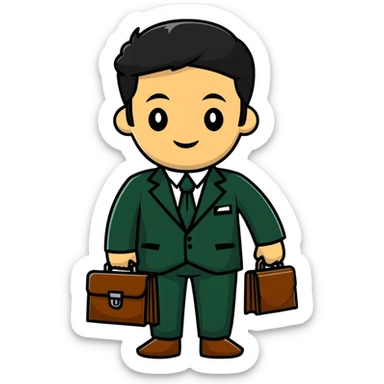 Professional Pakistani diplomat in traditional formal clothing with briefcase sticker