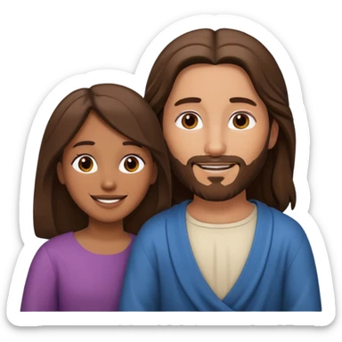 Jesus animado con una mujer ayudándola, variadas sticker