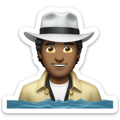 man in hat by water dressed like Elvis  sticker