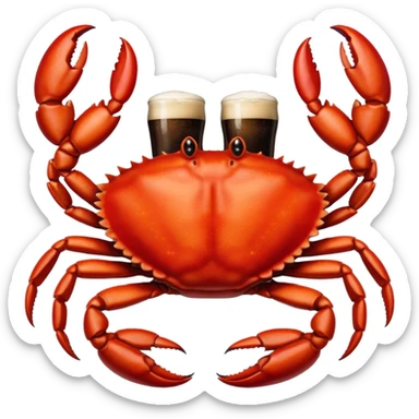 A crab holding a guiness sticker