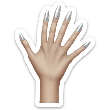 female hand with long silver nails sticker