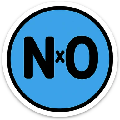 NxO text written in the center of a big round circle with blue background, icon style sticker