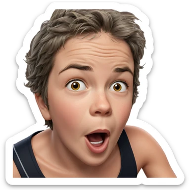 boy with open mouth realism sticker