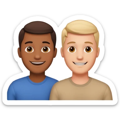 dos amigos hombres que comparten arquiler atras en una casa sticker